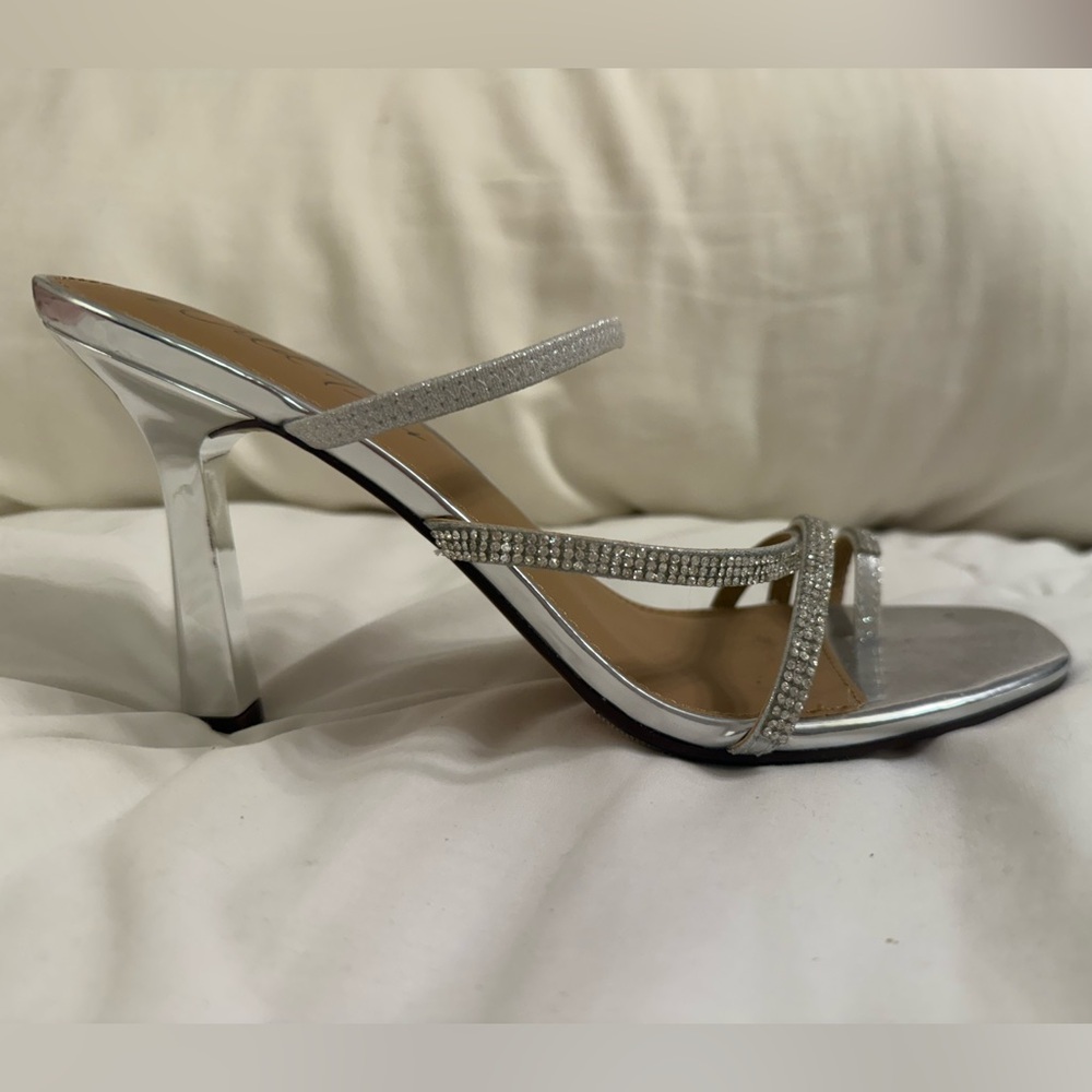 Elegant Silver Strappy Heels